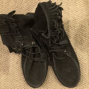 Minnetonka Moccasins- Black Suede - Size 9 - JCrew
